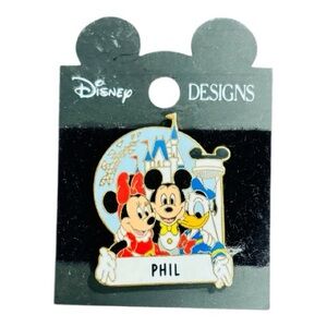 Disney Designs Mickey & Minnie Mouse  Donald Duck “Phil” personalized metal pin